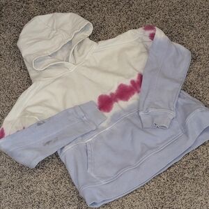 Little Girls White & Lavender Tie-Dye Hoodie with Pink Accent Pullover Hoodie